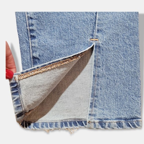 Good American Good Boy Twisted Slit Ankle Jeans Women's size 14 / 32 High Rise - Picture 12 of 16